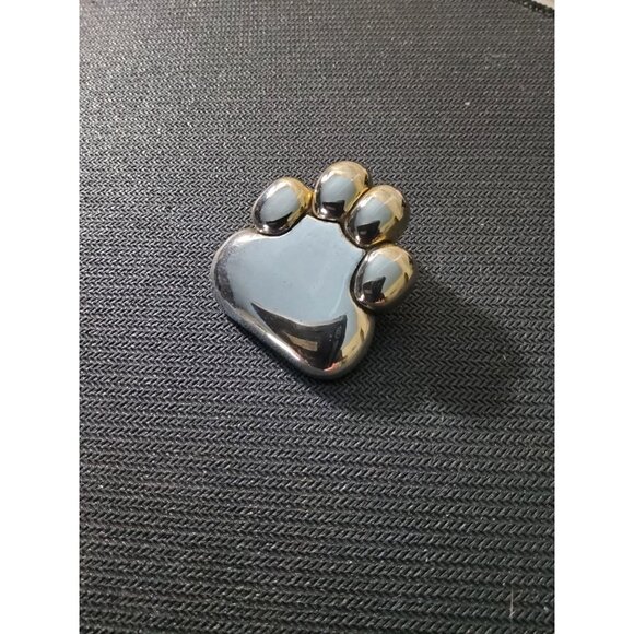 Vintage MJ Silvertone Paw Print Convertible Pendant,  Brooch / Pin - Picture 3 of 4